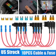 10PCS 12V Car Add-a-Circuit Fuse Adapter w/Standard & Mini TAP Blade Fuse Holder