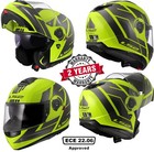 LS2 FF908 STROBE II FLIP UP MODULAR MOTORBIKE CRASH HELMET CODE MATT YELLOW GREY