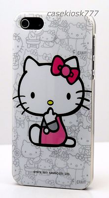 for iphone 5 5s hello kitty white hot pink back case cover w/ bow cute