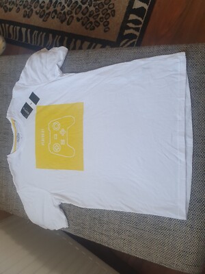 T-Shirt, Gr. L, weiß mit Aufdruck Controller, Identic Man, neu mit Etikett 