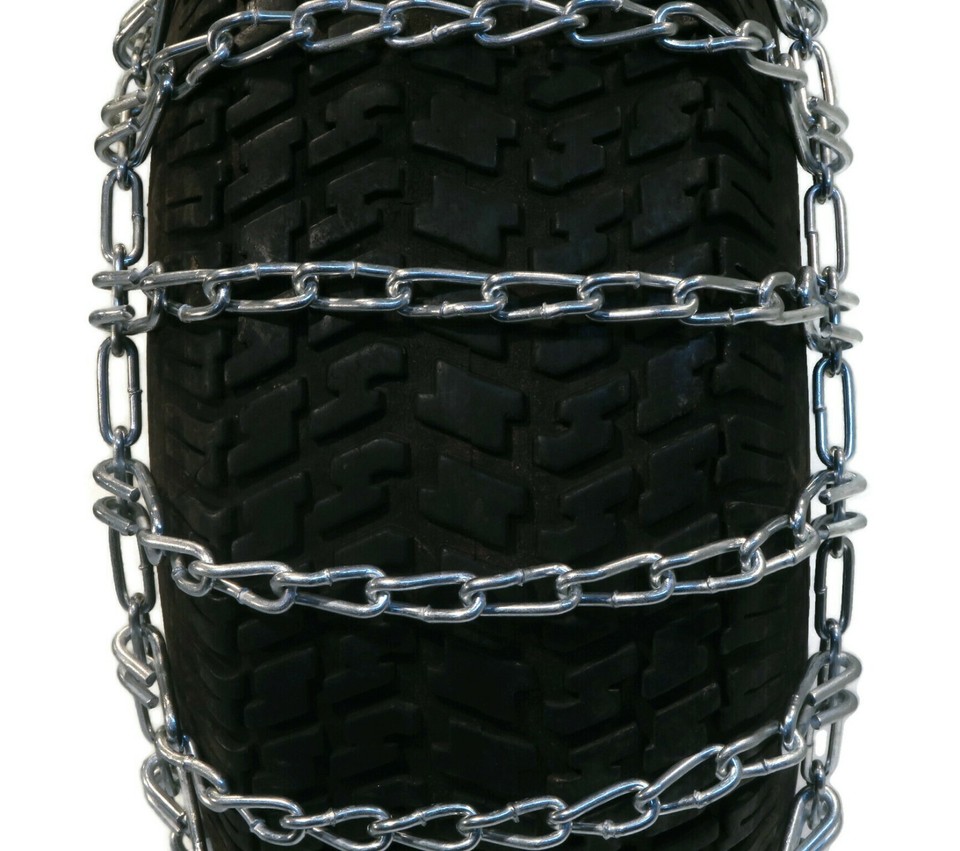 Pair of 2 Link Tire Chains 15x6x6, 14x5.5x5, 15x5x6 for Lawn Mower