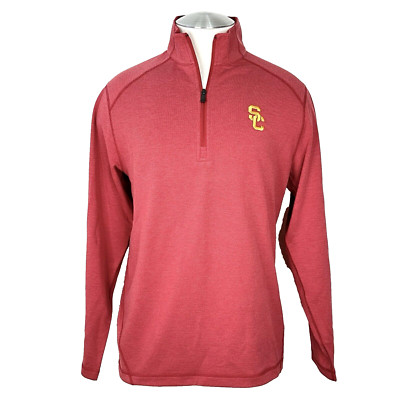 Tommy Bahama USC Trojan Textured UPF 30 Red 1/4 Zip Pullover Sweater Small  $128