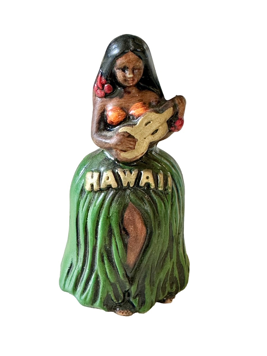 Vintage Hawaii Hula Girl Ukulele Ceramic Bell - Hawaiian