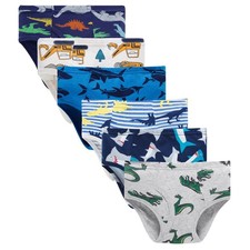 Little Boys Briefs Dinosaur Truck Underwear Pack of 6 6/7Y