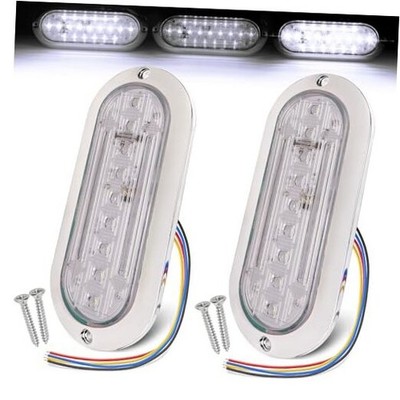 2 Pcs of 6 Inch Oval LED Strobe Light, 21 LEDs with High/Low/Flash Modes White