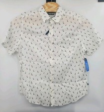 Nautica Classic Fit Stretch Collared White Sailboat Button Up Men's Size XL New