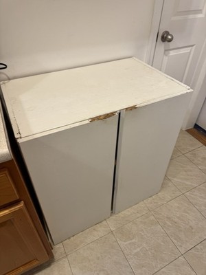 Two Wood Cabinets Natural Wood . Has Two Shelf s. Great For A DYI job!