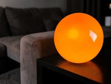 XL Orange Glass Globe Floor Lamp 40cm Mid Century Ambient Light E14 Modern Orb L