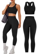 Womens Workout Sets 2 Piece - Acid Wash Seamless Yoga Outfits High Waist Legg...