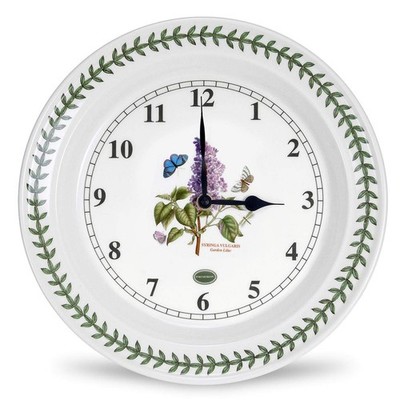 Portmeirion Botanic Garden 10.5-inch Wall Clock, Garden Lilac Motif - Fine Ea...