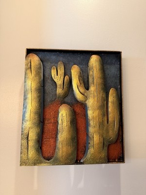 Metal Wall Art Saguaro Cactus 3D Decor W/Sunset Scene 13 w X15 t See Details