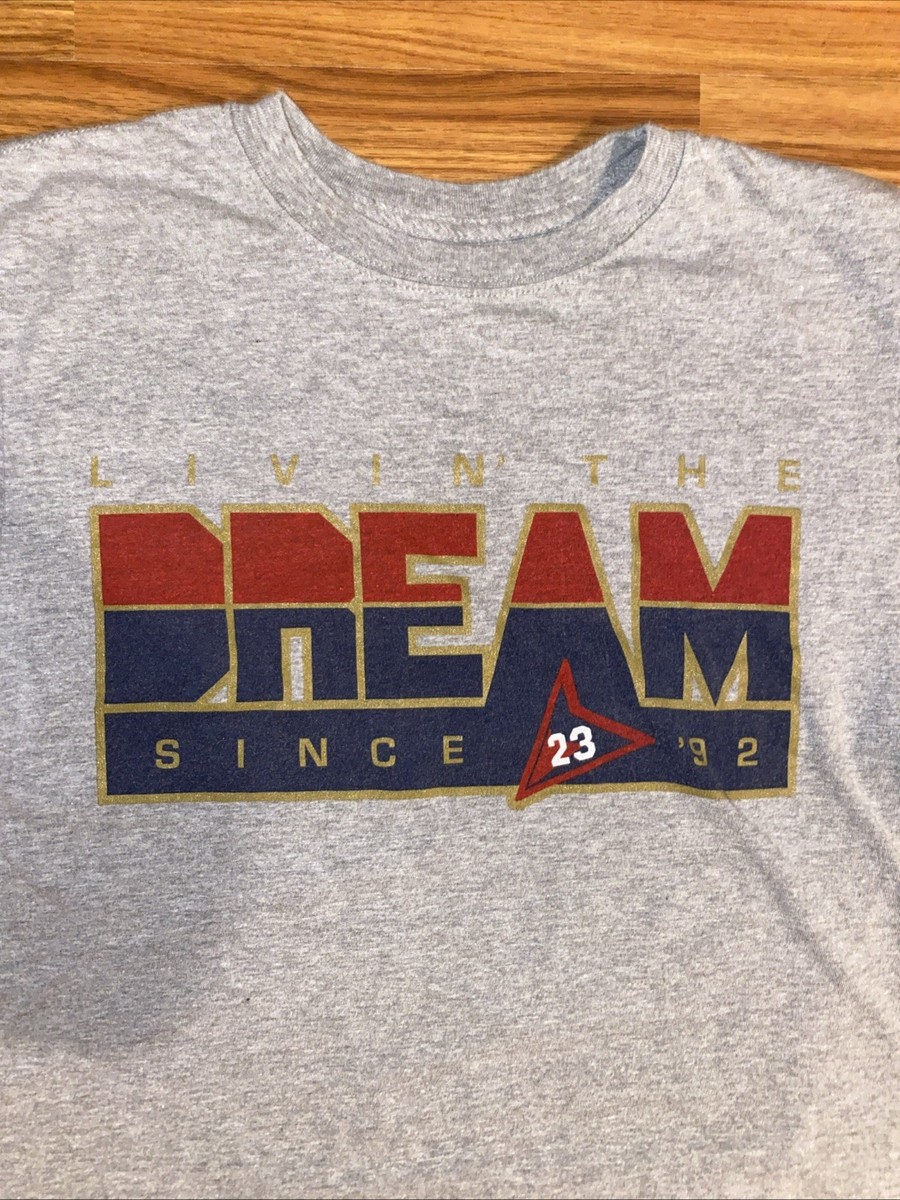 Jordan Dream Team 23 T-Shirt Livin The Dream Since 1992 Y2K Gray