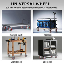 4" Casters 4 Set Heavy Duty Brakes Lockable 360-Degree Swivel Plate Caster Table