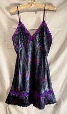 Vintage Victoria Secret Paisley Slip Dress Size Large Gold Label Lace Trim
