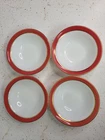 Pyrex Coral Band Glass 4 Dessert Bowls Gold Tone Rims Flamingo Pink 5.5"