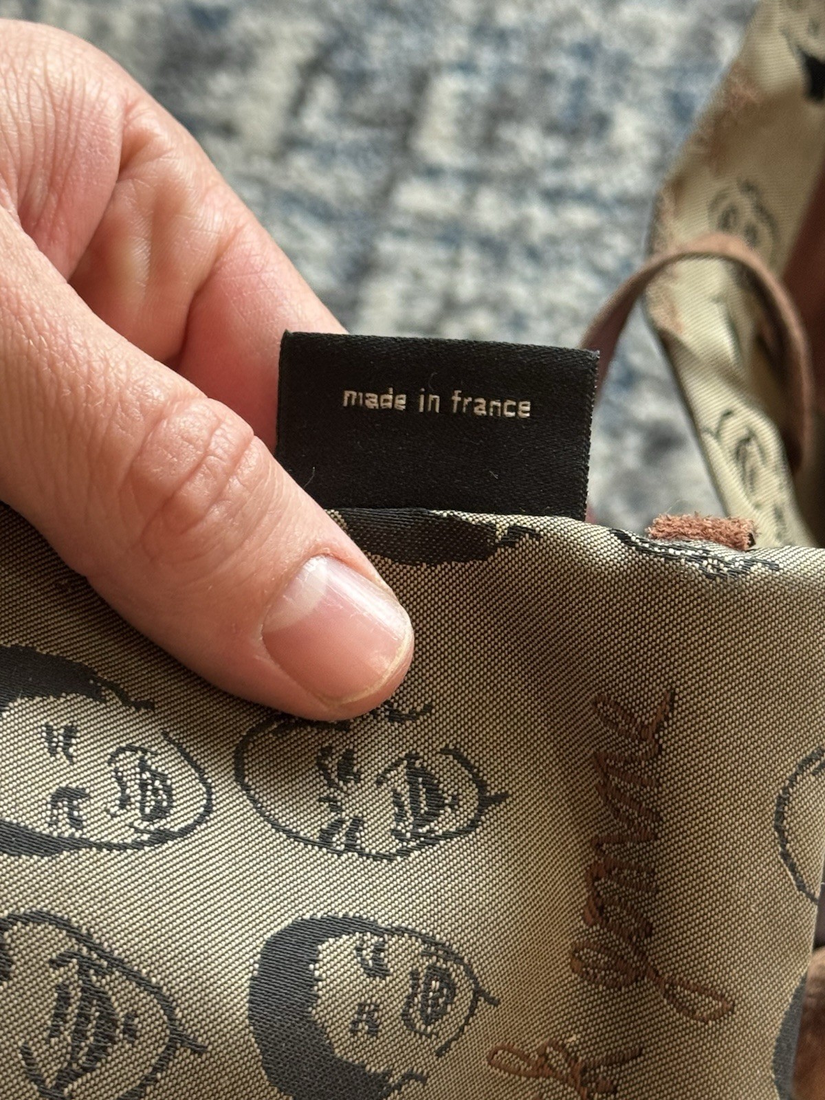 Vintage Jack Gomme Paris “Faces” Nylon & Leather Top Handle Purse Made In France