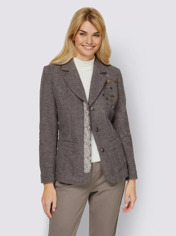 Blazer grau 40 linea TESINI Damen Blazer mit Applikationen UVP: 99,99€ A192 - Bild 2 von 3