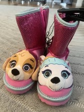 PAW Patrol Skye Everest Pink Sequin Girls Boot Size 12 Faux Fur Lined