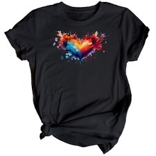 T-shirt da donna Abstract Heart Love design a spruzzi d'acqua