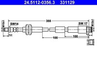 ATE Bremsschlauch 24.5112-0356.3 FüR Abarth Fiat Lancia Ford