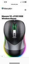 Back Lit USB Wireless Rechargable Optical Mouse Black/ Gray Model YC-JY201
