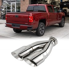 3 Inlet Dual 4 Exhaust Tip Stainless Steel For Chevy Silverado 1500 2014-2018