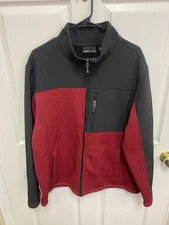 Swiss Tech Black & Red Soft Shell Fleece Lined Mens Stretch Zip Jacket Size XL