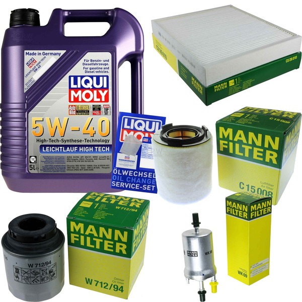 Mann Inspektionspaket 5L Liqui Moly 5W-40 FüR VW Polo 1.2 TSI 1.4 GTI Audi A1-image