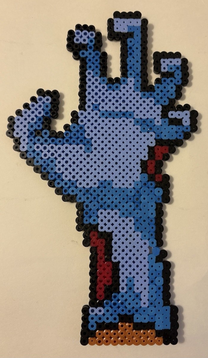 Zombie Hand Blue Horror Undead Perler Bead Pixel Art Handmade 9
