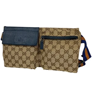 GUCCI GG Motif Sac à Taille Body Bag Body Bag GG Toile Beige Bleu 28566 Wo...