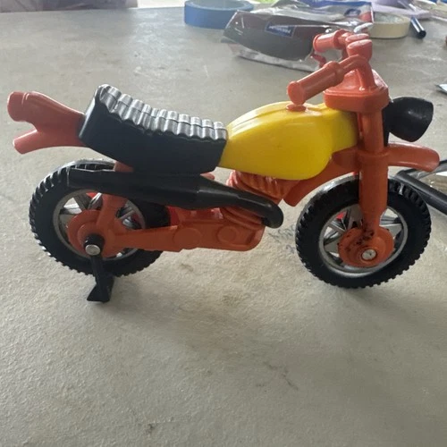 Vintage 1970s Tonka Plastic Yellow Orange And Black Toy Motorcycle