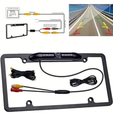 Easy-Install Night Vision Backup Camera US License Plate Frame CMOS Rear View