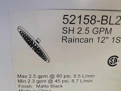 NEW Delta 52158-BL25 Universal Raincan Showerhead 12" Matte Black 2.5 GPM - Picture 12 of 12