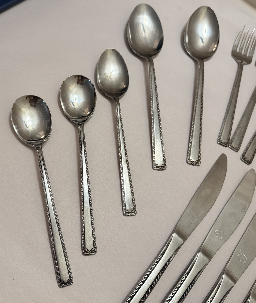 VTG Japan National Stainless Flatware Bellwood Pattern MCM 20 PC