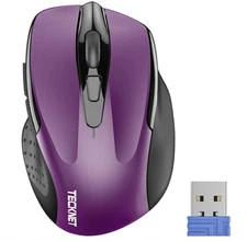 Purple & Black Wireless Mouse, 2.4G Ergonomic Optical 6 Buttons 2600 DPI