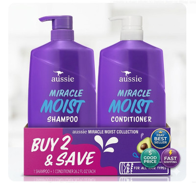 Shampoo & Conditioner Dual Pack 26.2oz Miracle Moist Hair Care Hydrating