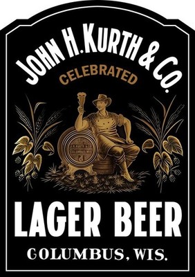 John H. Kurth, Kurth's Beer Columbus Wisconsin NEW 28'' Tall Sign USA STEEL