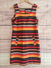 M & Co Size 12 Sleeveless Shift Dress Orange/ Red/ Black