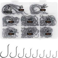 2X Strong Circle Fishing Hooks Saltwater High Carbon Steel 150/240pcs