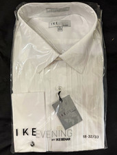 IKE EVENING by IKE BEHAR 18 32/33 White Pleated Tuxedo Shirt
