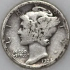 * 1923-P Mercury Dime 90% Silver, Popular Collector Coin As Shown