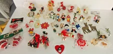 Mixed lot 50 Vintage Christmas Ornaments,  Plastic, Resin, wood Clay rare