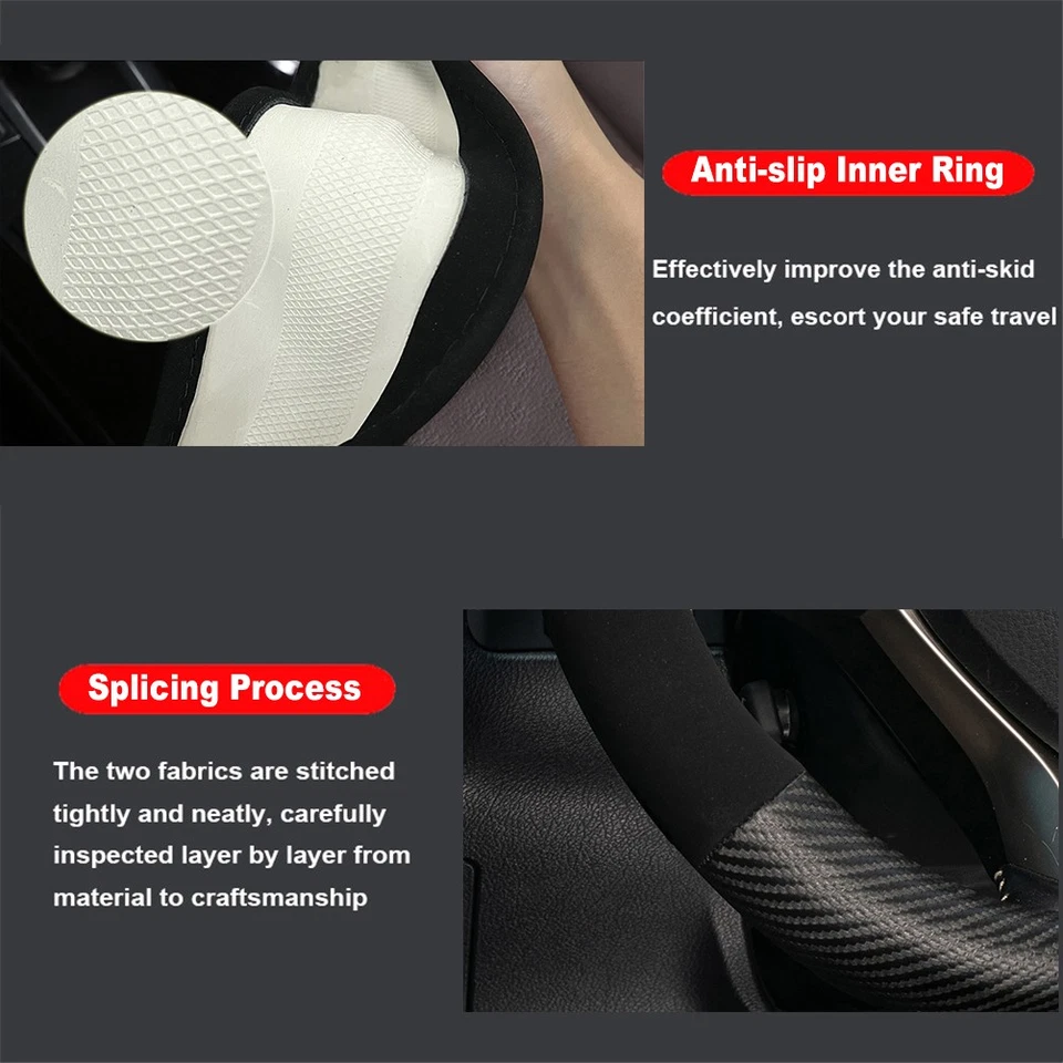 For Nissan Rogue Kicks Altima Sentra Suede Steering Wheel Cover D  Shape  Black Foto 4 de 4