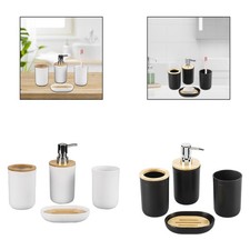 4x Bathroom Accessories Set Soap Tray Toothbrush Holder