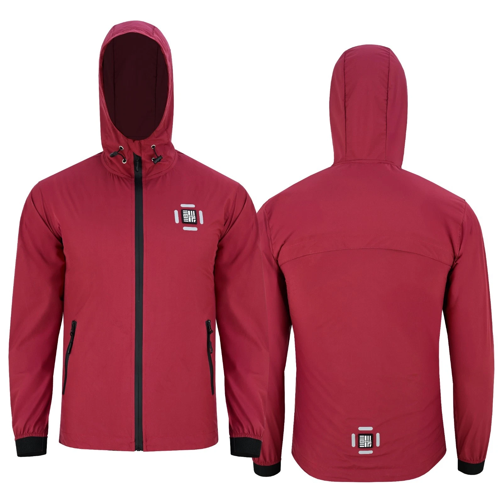 Mens Running Jacket Lightweight Reflective Air vent Cycling Rain coat Gym Hoodie