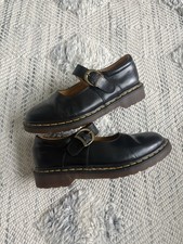 Dr. Martens Vtg 8141 MIE Mary Jane UK 8 Flats Smooth Black Leather Buckle Shoes