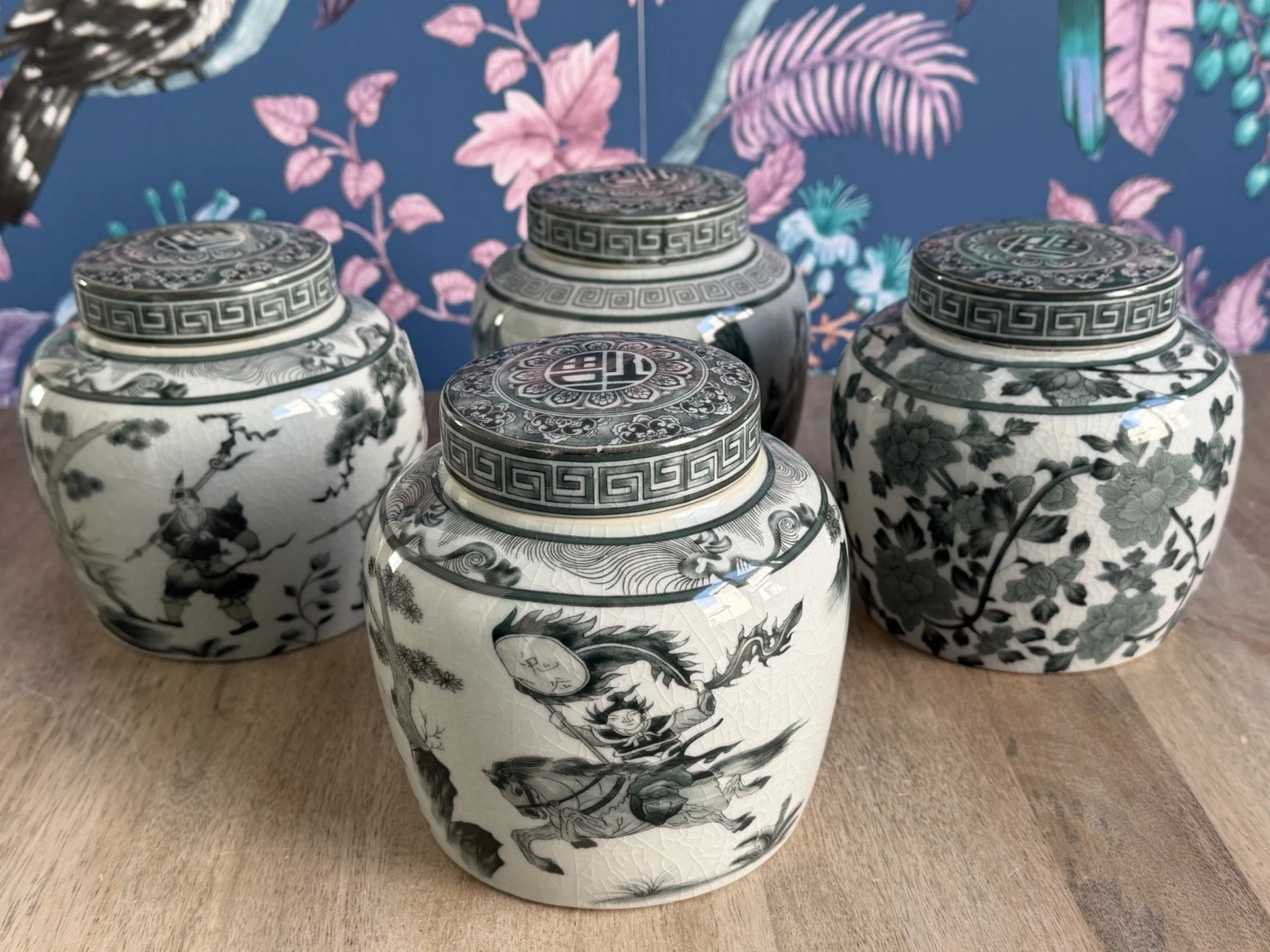 4 Maya Star Kitchen Sealed Lids Ceramics Traditional Tea Canisters Storage Jars
