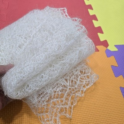 Large Authentic Hand Knitted Orenburg Gossamer Lace Shawl 68''x29'' White Stole