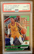 2020-21 Panini Prizm Draft Green Choice /8 PSA 10 Tyrese Haliburton Rookie Card