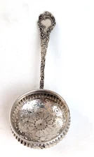 Ornate Antique Gorham Sterling Silver Tea Strainer 1895 Date Mark Fancy (Read)